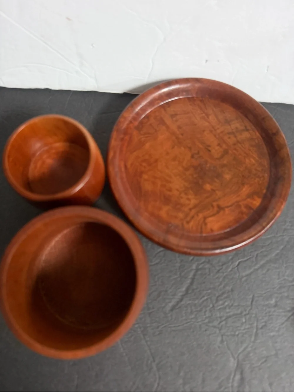 Set of Two Turned Wooden Canisters with Lids - Rich Brown